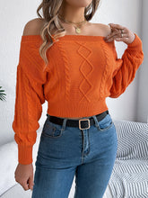 Load image into Gallery viewer, Cable Knit Off-Shoulder Long Sleeve Sweater