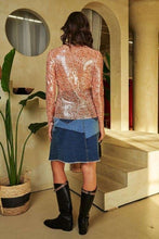 Load image into Gallery viewer, Davi &amp; Dani Sequin Mock Neck Long Sleeve Mesh Top