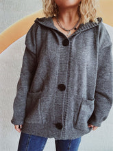 Load image into Gallery viewer, Dropped Shoulder Long Sleeve Hooded Cardigan