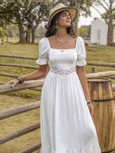 Load image into Gallery viewer, Square Neck Flounce Sleeve Midi Dress
