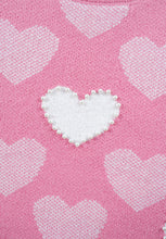 Load image into Gallery viewer, Pearl Trim Heart Round Neck Long Sleeve Sweater