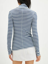 Load image into Gallery viewer, Exposed Seam Striped Turtleneck Long Sleeve T-Shirt