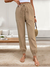 Load image into Gallery viewer, Tied Elastic Waist Pants with Pockets