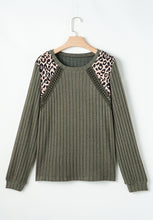 Load image into Gallery viewer, Leopard Round Neck Long Sleeve T-Shirt