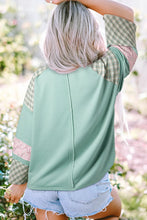 Load image into Gallery viewer, Heart Plaid Round Neck Long Sleeve Blouse