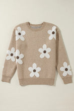 Load image into Gallery viewer, Flower Round Neck Long Sleeve Sweater