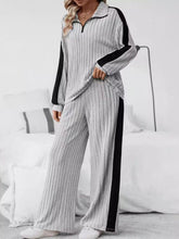 Load image into Gallery viewer, Plus Size Half Zip Long Sleeve Top and Pants Set