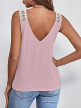 Load image into Gallery viewer, Lace Detail Waffle-Knit V-Neck Tank
