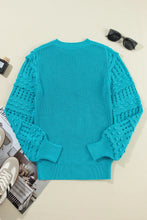Load image into Gallery viewer, Openwork Frill Round Neck Long Sleeve Sweater