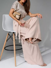 Load image into Gallery viewer, Full Size Sequin Round Neck Short Sleeve Wide Leg Jumpsuit