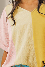 Load image into Gallery viewer, Color Block V-Neck Half Sleeve T-Shirt