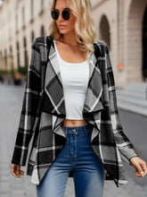 Load image into Gallery viewer, Plaid Open Front Long Sleeve Jacket