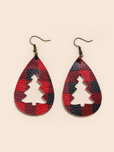 Load image into Gallery viewer, PU Leather Cutout Christmas Tree Earrings