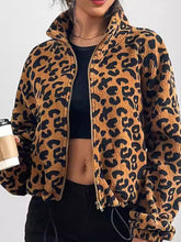 Load image into Gallery viewer, Leopard Zip Up Long Sleeve Jacket