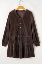 Load image into Gallery viewer, Textured V-Neck Long Sleeve Mini Dress