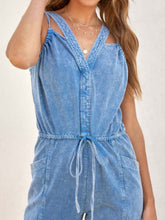 Load image into Gallery viewer, V-Neck Sleeveless Denim Jumpsuit