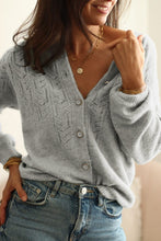 Load image into Gallery viewer, Openwork Button Down Long Sleeve Cardigan