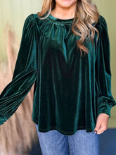 Load image into Gallery viewer, Ruched Round Neck Long Sleeve Blouse