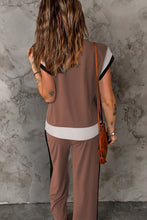 Load image into Gallery viewer, Contrast Round Neck Top and Pants Set
