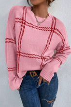 Load image into Gallery viewer, Contrast Round Neck Long Sleeve Sweater