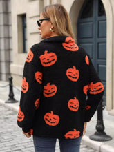 Load image into Gallery viewer, Jack-O'-Lantern Half Zip Long Sleeve Sweatshirt