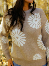 Load image into Gallery viewer, Flower Round Neck Long Sleeve Sweater