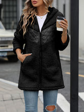 Load image into Gallery viewer, Fuzzy Zip Up Long Sleeve Hooded Jacket