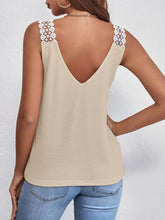 Load image into Gallery viewer, Lace Detail Waffle-Knit V-Neck Tank