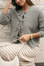 Load image into Gallery viewer, Bow Round Neck Long Sleeve Cardigan
