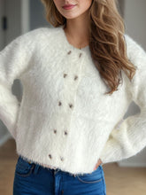 Load image into Gallery viewer, Heart Button Round Neck Cardigan