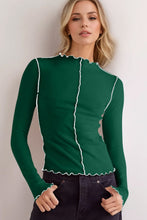 Load image into Gallery viewer, Basic Bae Contrast Trim Mock Neck Long Sleeve T-Shirt