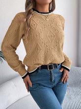 Load image into Gallery viewer, Contrast Trim Round Neck Long Sleeve Sweater
