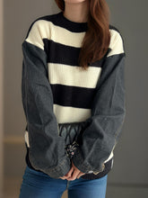 Load image into Gallery viewer, Contrast Round Neck Long Sleeve Sweater