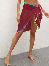 Load image into Gallery viewer, Rainbow Pompom Trim Swim Skirt
