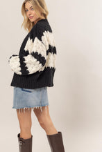 Load image into Gallery viewer, HYFVE Scallop Striped Open Front Long Sleeve Sweater Cardigan