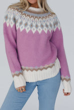 Load image into Gallery viewer, Geometric Round Neck Long Sleeve Sweater