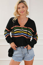 Load image into Gallery viewer, Striped Zip Up Hooded Sweater Cardigan