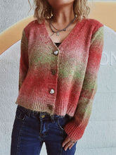 Load image into Gallery viewer, Gradient Heart Shape Button V-Neck Cardigan