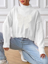 Load image into Gallery viewer, Bow Turtleneck Long Sleeve Sweater