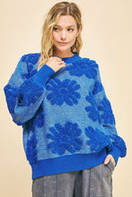 Load image into Gallery viewer, Davi &amp; Dani Flower Texture Round Neck Dropped Shoulder Sweater