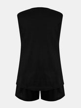 Load image into Gallery viewer, Full Size Waffle-Knit Notched Top and Shorts Set