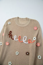 Load image into Gallery viewer, HELLO Flower Round Neck Long Sleeve Sweater