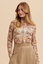 Load image into Gallery viewer, Annie Wear Floral Lettuce Hem Sheer Mesh Top