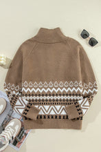 Load image into Gallery viewer, Zip Up Long Sleeve Geometric Cardigan