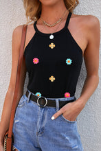 Load image into Gallery viewer, Embroidered Flower Grecian Neck Tank
