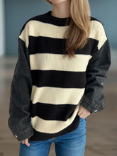 Load image into Gallery viewer, Contrast Round Neck Long Sleeve Sweater