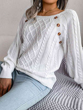 Load image into Gallery viewer, Decorative Button Cable-Knit Sweater