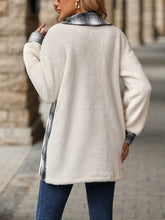 Load image into Gallery viewer, Plaid Contrast Dropped Shoulder Coat