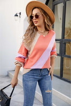 Load image into Gallery viewer, Color Block Ribbed Round Neck Sweater