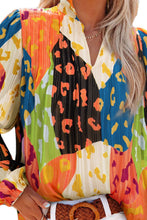 Load image into Gallery viewer, Printed Notched Long Sleeve Blouse